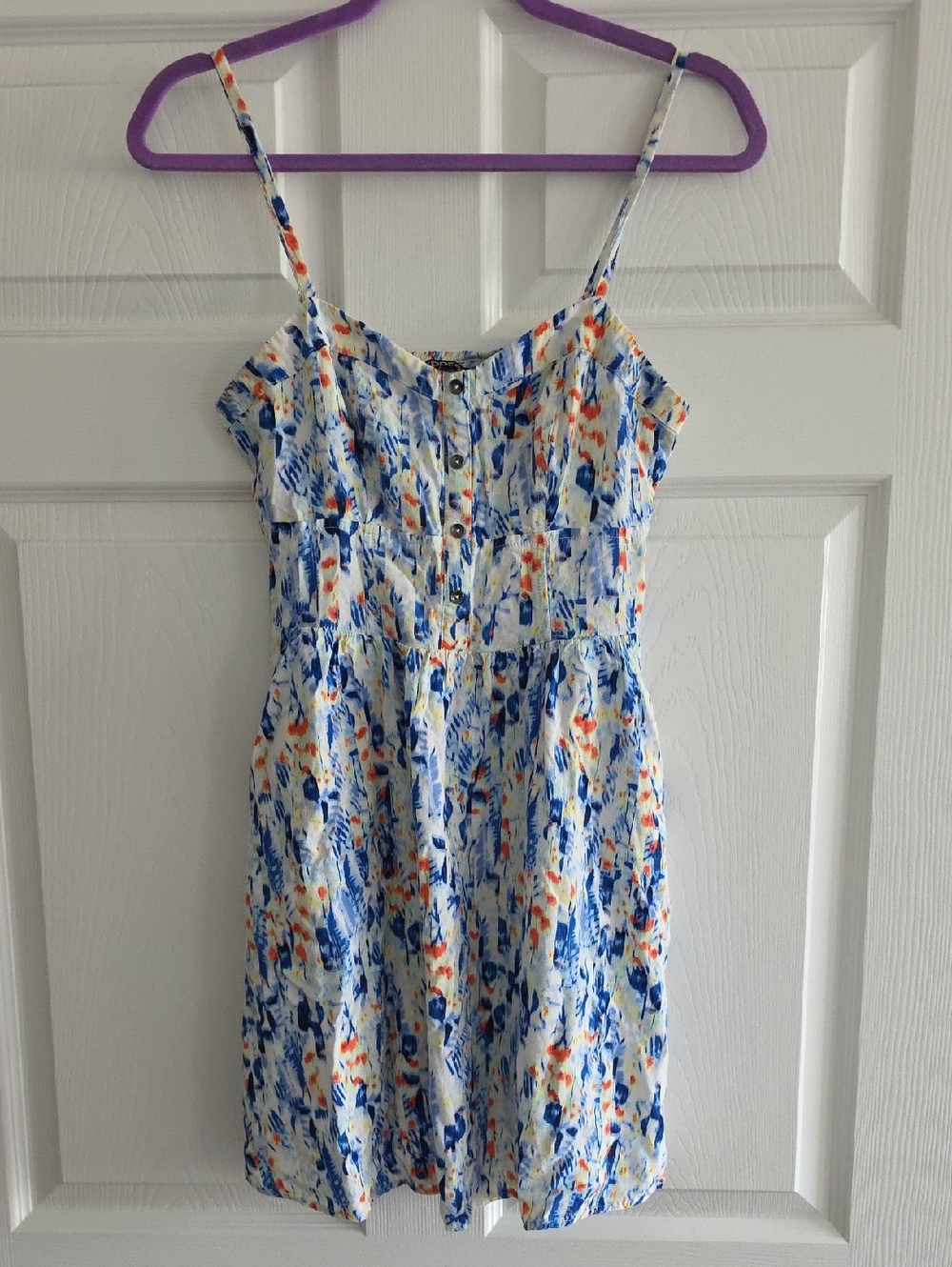 Express Watercolor Abstract Print Cami Mini Fit&flare Sundress with Pockets- S